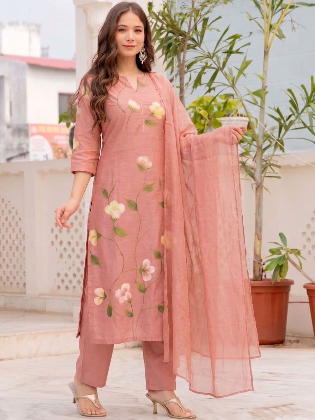 SZN Women Floral Printed Regular Kurta with Trousers & With Dupatta - view 1