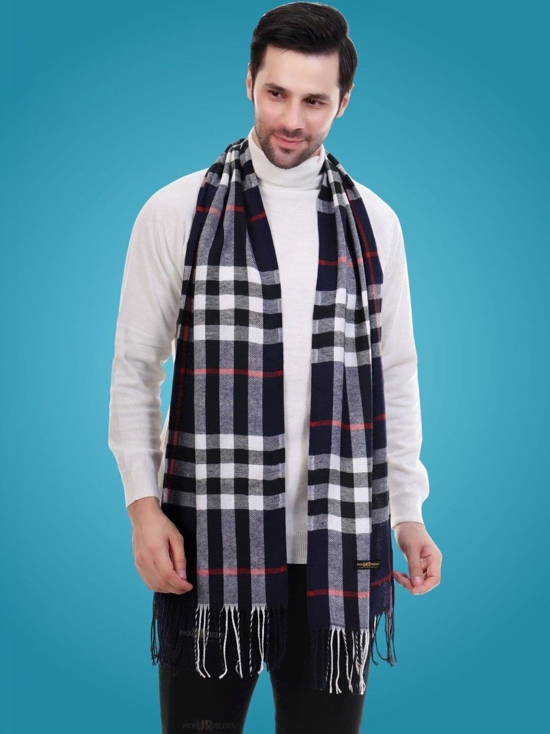 Pick Ur Needs Men Checked Merino Wool Mufflers - view 1