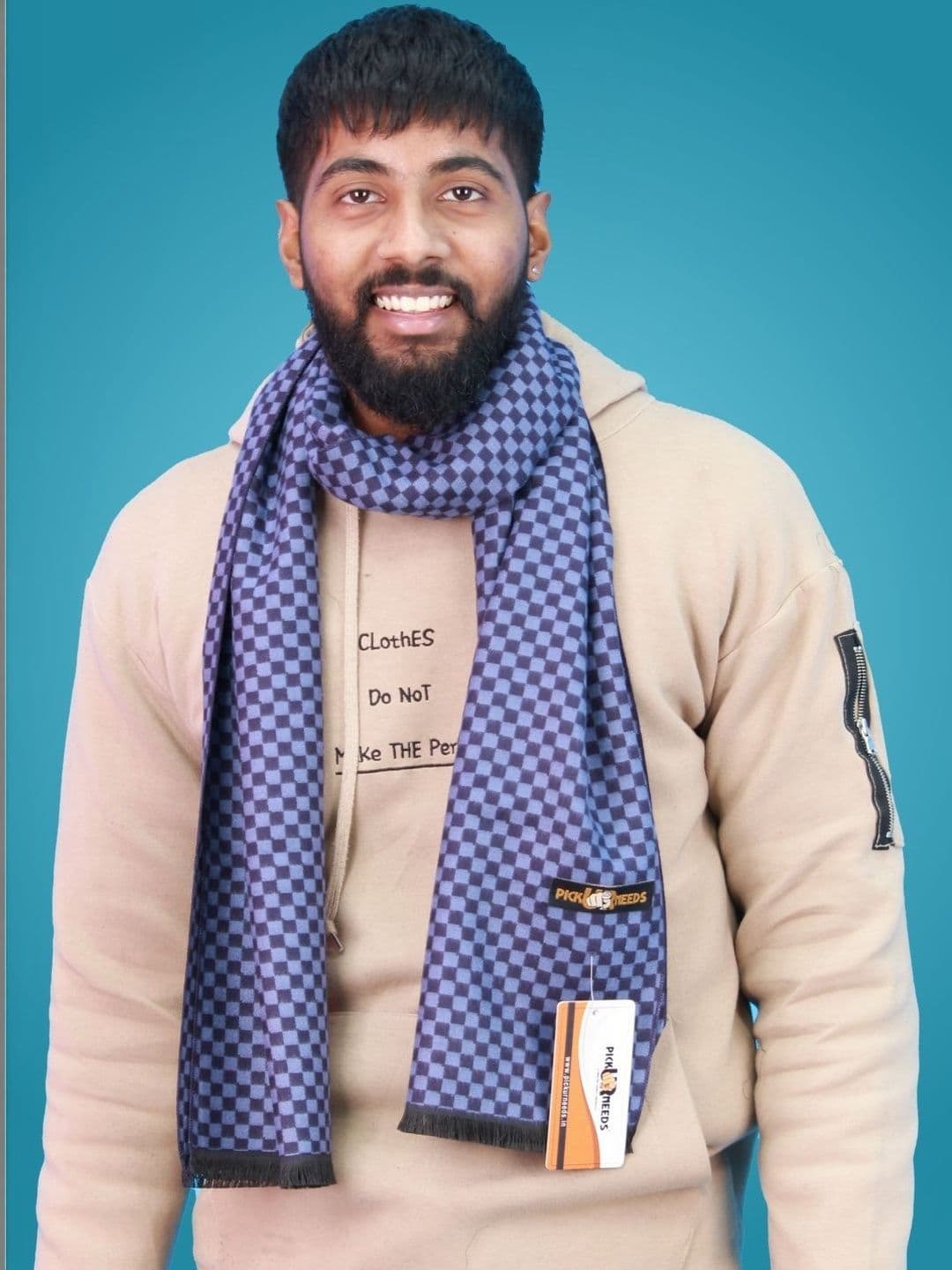 Pick Ur Needs Men Checked Merino Wool Mufflers - view 1