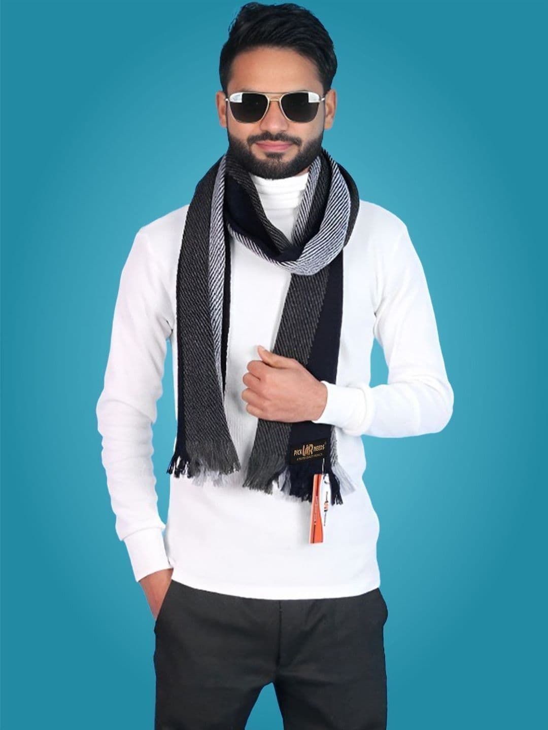 Pick Ur Needs Men Striped Merino Wool Mufflers - view 1