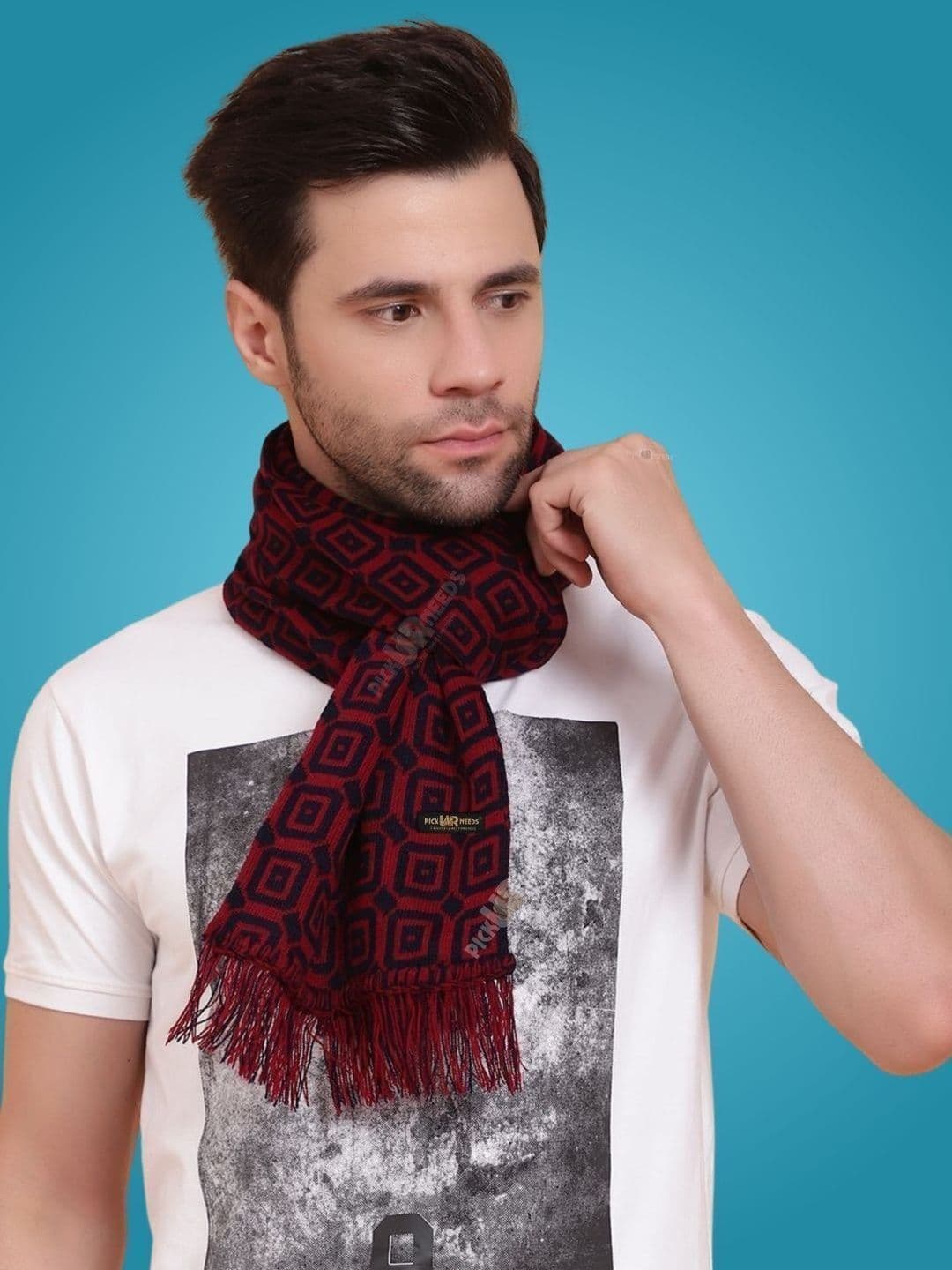 Pick Ur Needs Men Patterned Merino Wool Mufflers - view 1