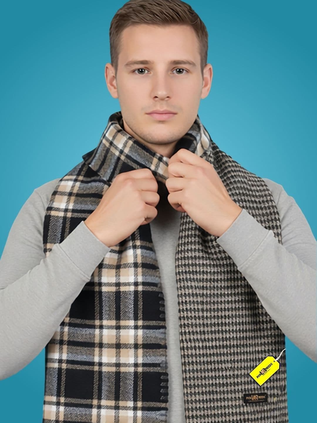 Pick Ur Needs Men Checked Merino Wool Mufflers - view 1