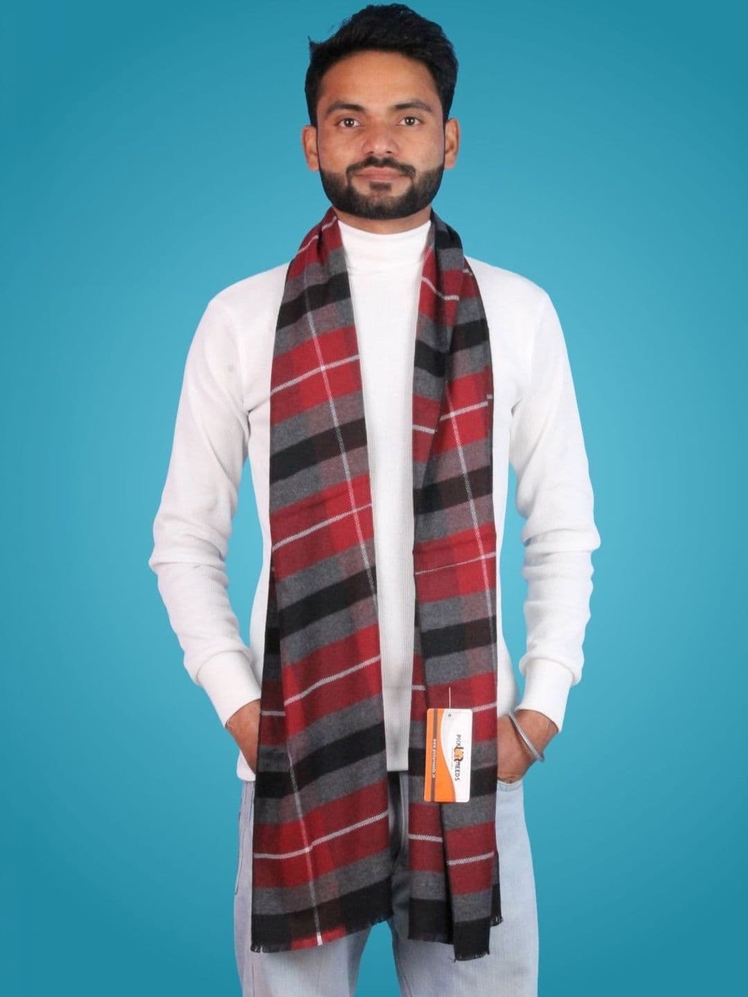 Pick Ur Needs Men Checked Merino Wool Mufflers - view 1