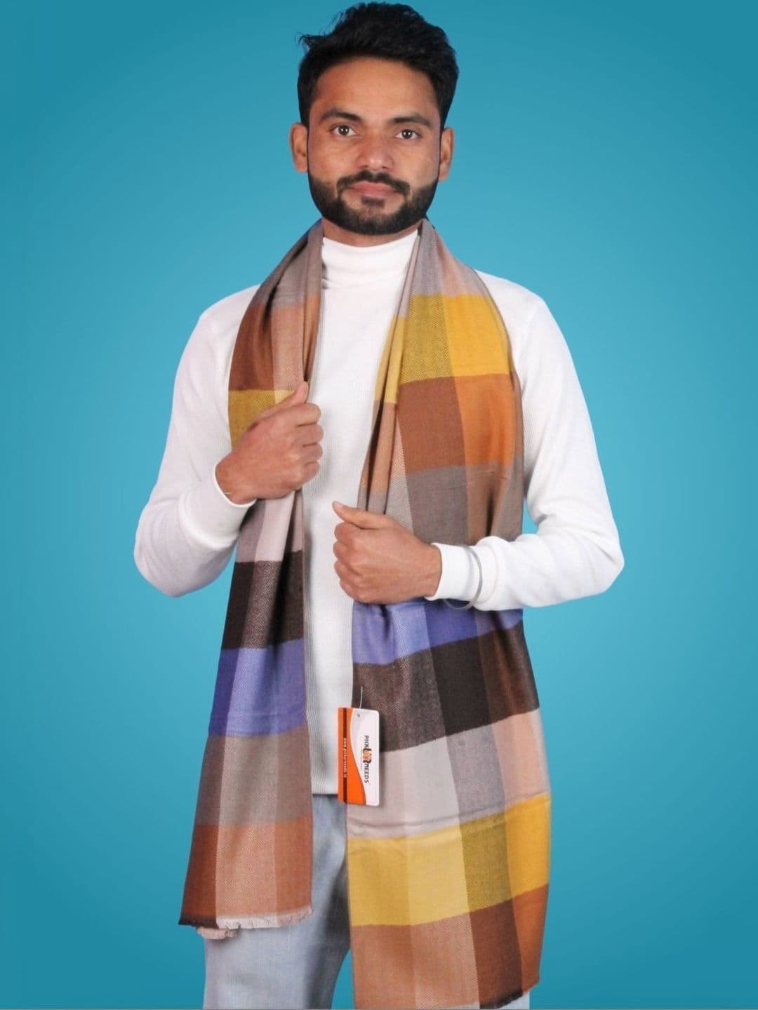 Pick Ur Needs Men Checked Merino Wool Mufflers - view 1