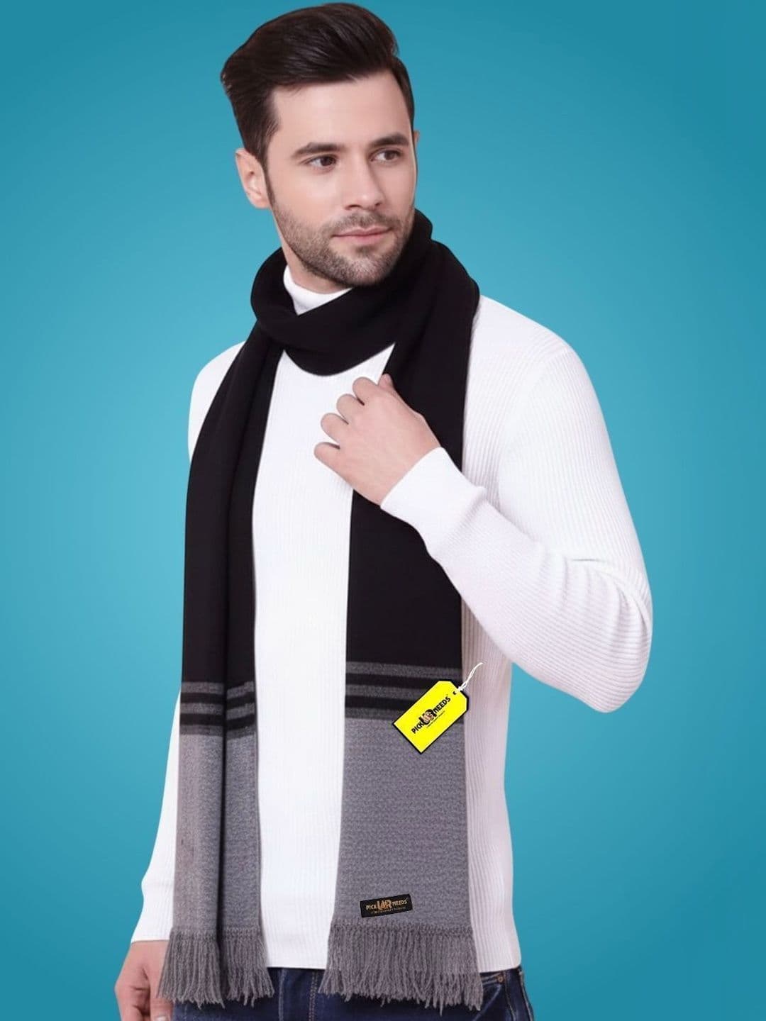 Pick Ur Needs Men Striped Merino Wool Mufflers - view 1