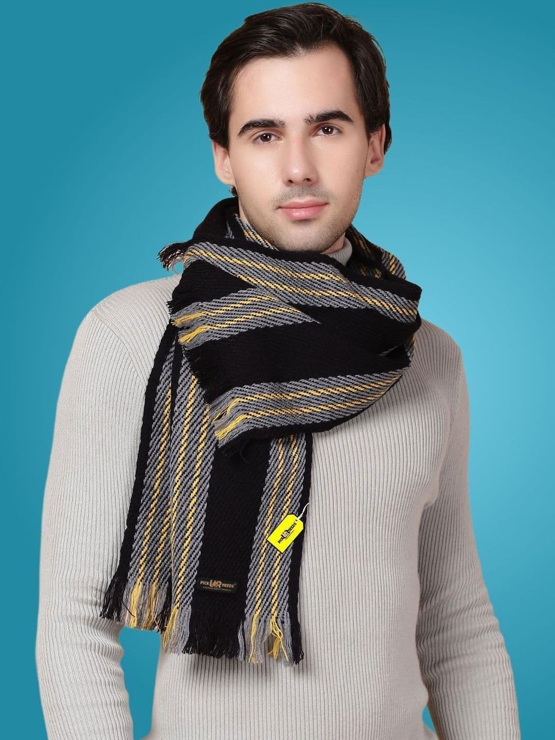 Pick Ur Needs Men Striped Merino Wool Mufflers - view 1