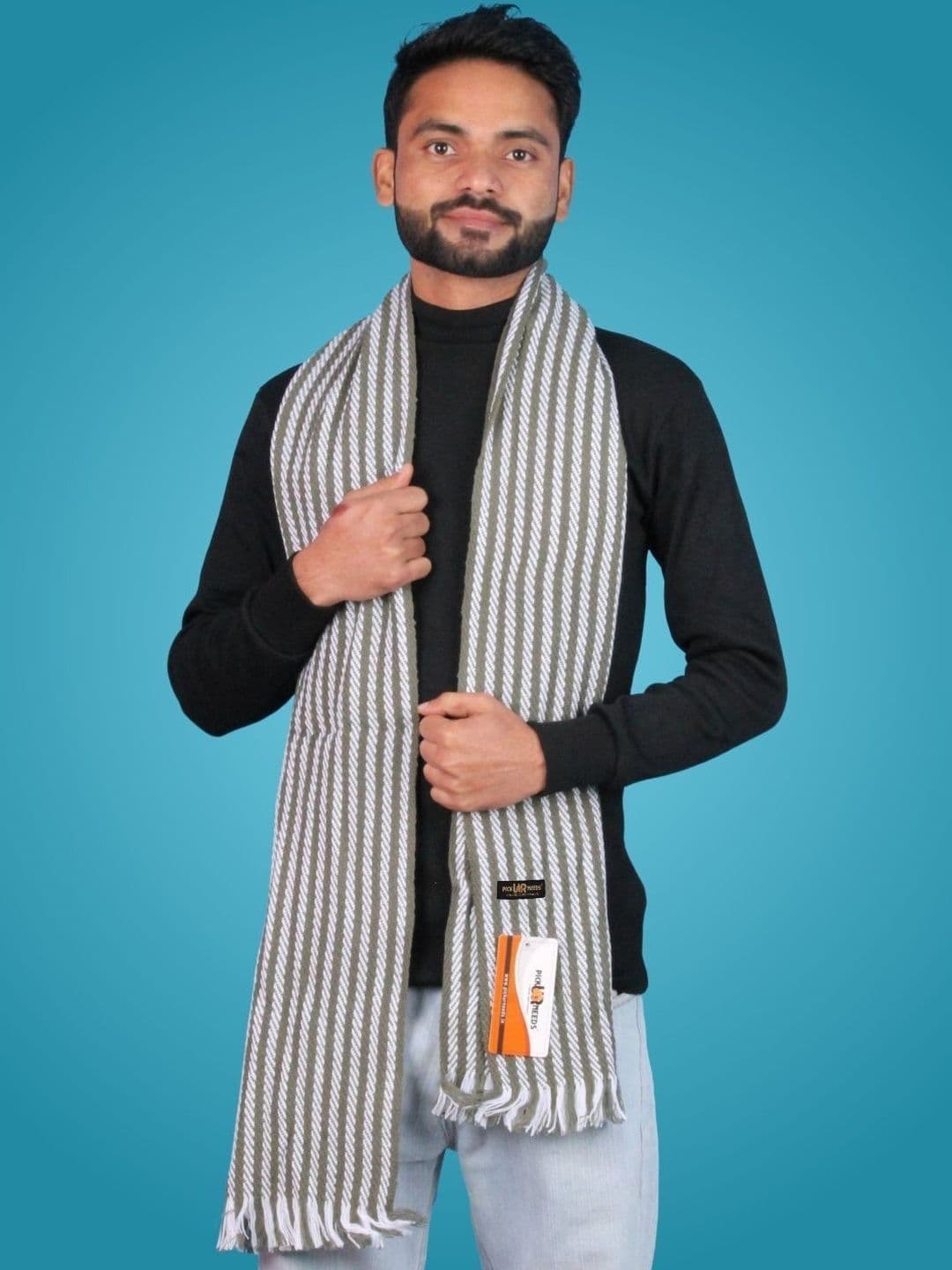 Pick Ur Needs Men Striped Merino Wool Mufflers - view 1