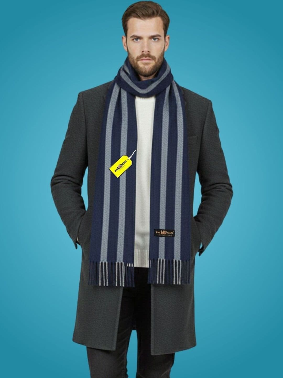 Pick Ur Needs Men Striped Merino Wool Mufflers - view 1