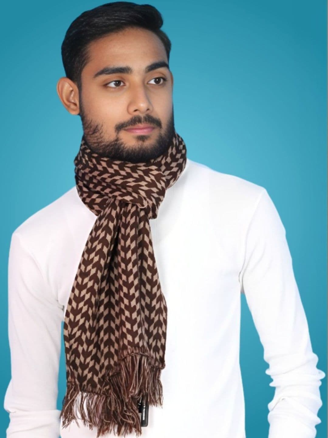 Pick Ur Needs Men Patterned Merino Wool Mufflers - view 1