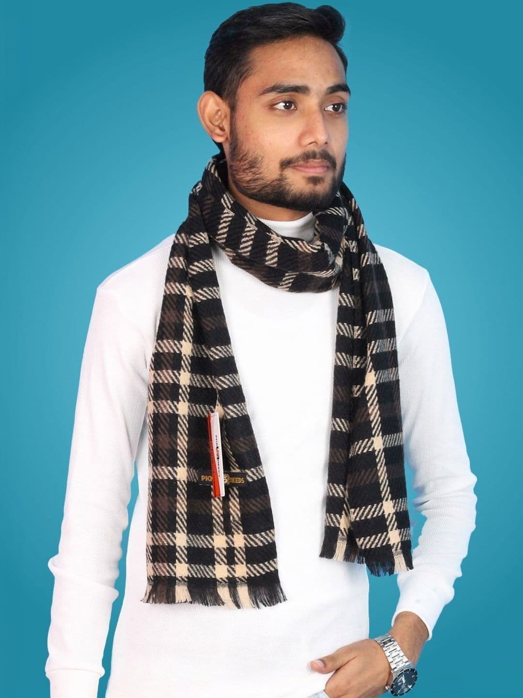 Pick Ur Needs Men Checked Merino Wool Mufflers - view 1