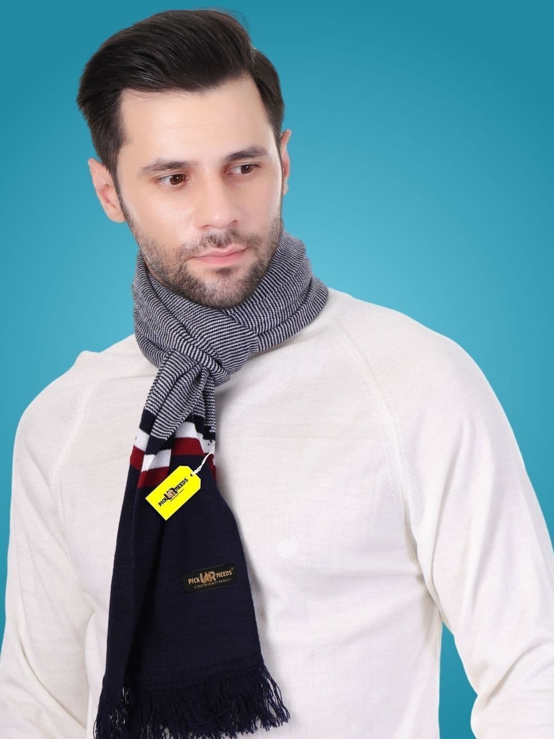 Pick Ur Needs Men Striped Merino Wool Mufflers - view 1