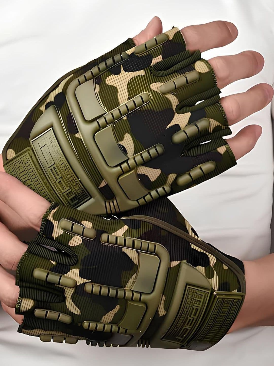 LEVOT Unisex Patterned Fingerless Gloves - view 1