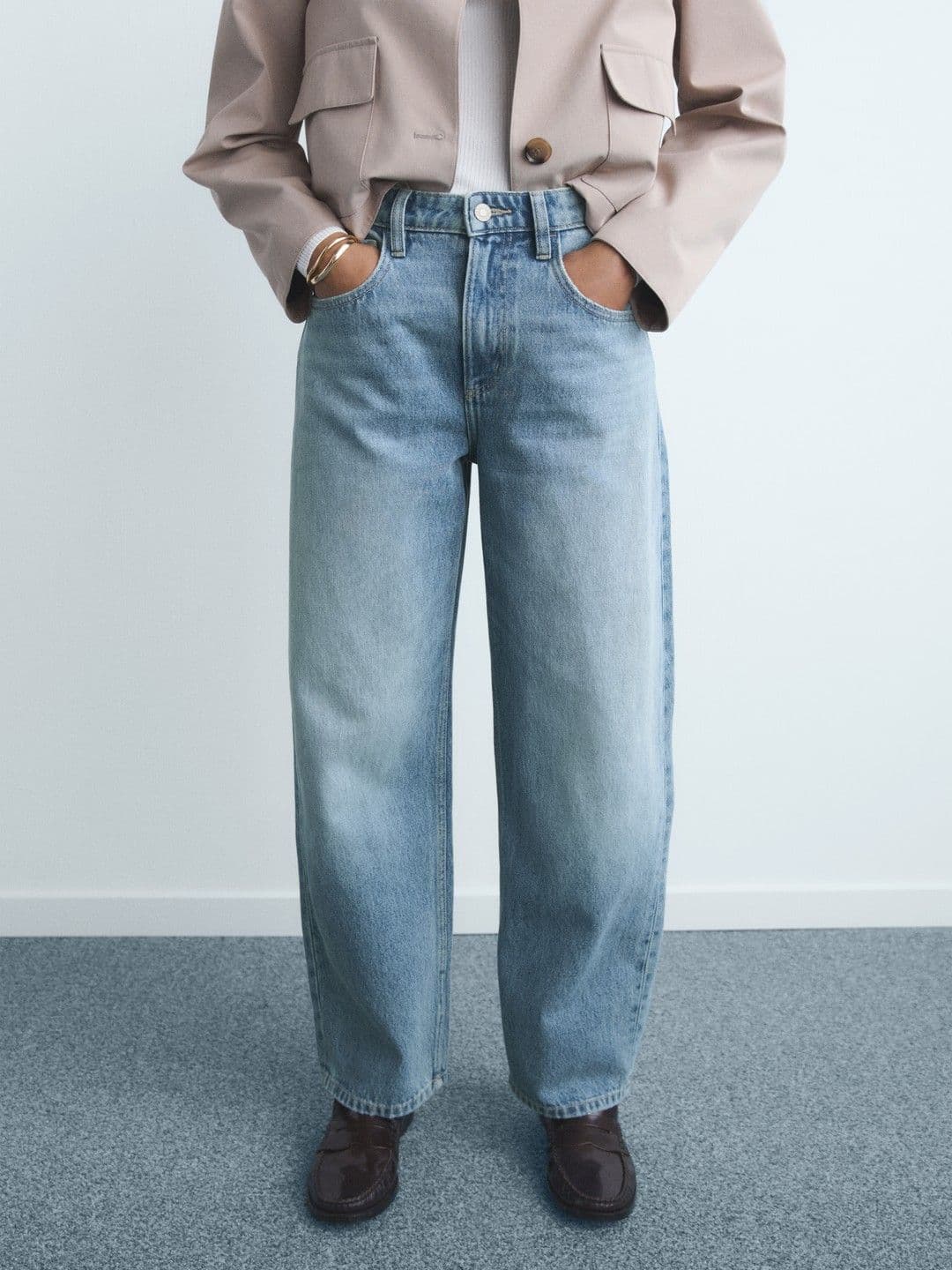 MANGO Women Regular Fit Mid-Rise Heavy Fade Pure Cotton Jeans - view 1