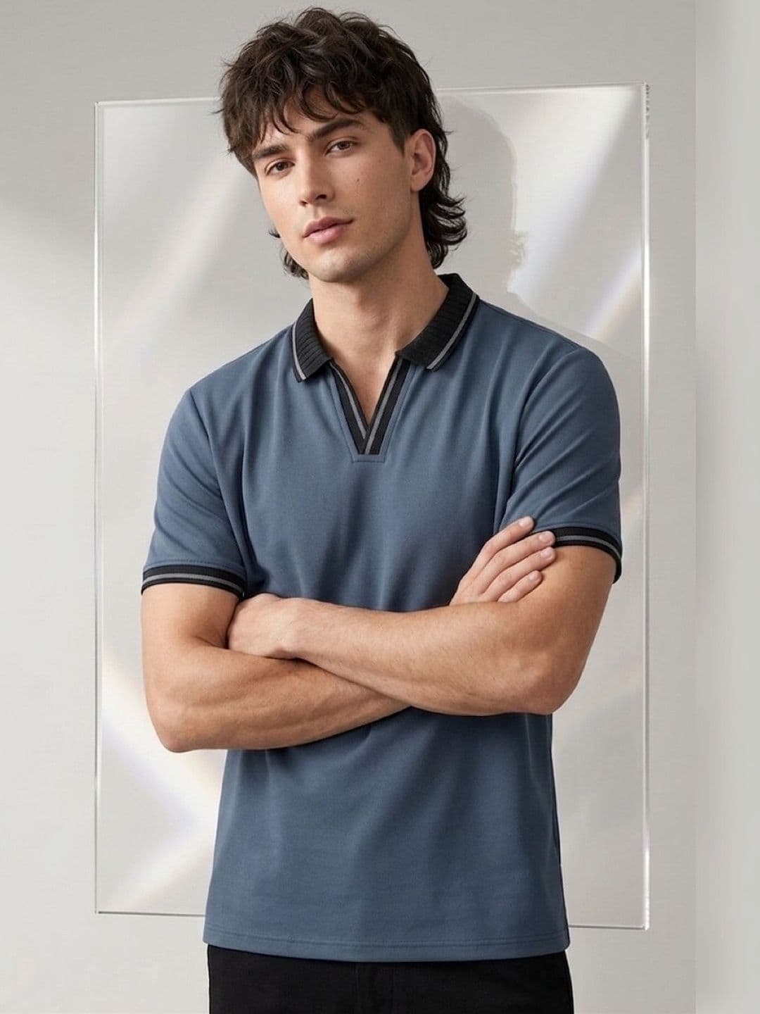 STEVE STATUS Men Polo Collar T-shirt - view 1