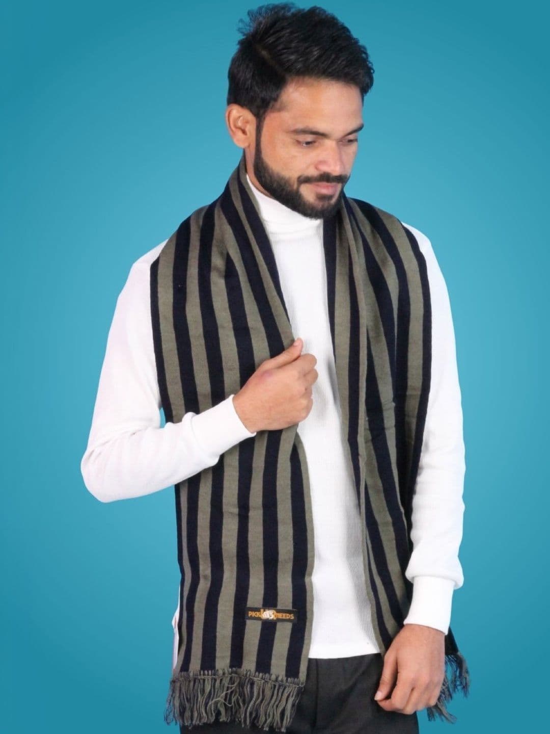 Pick Ur Needs Men Striped Merino Wool Mufflers - view 1