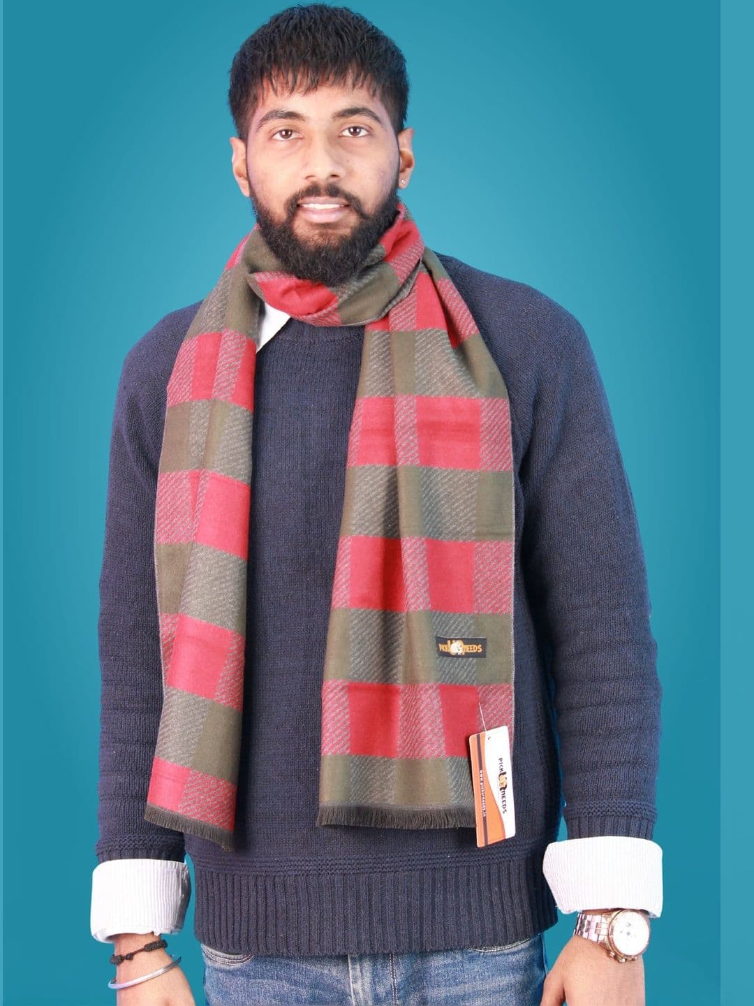 Pick Ur Needs Men Checked Merino Wool Mufflers - view 1