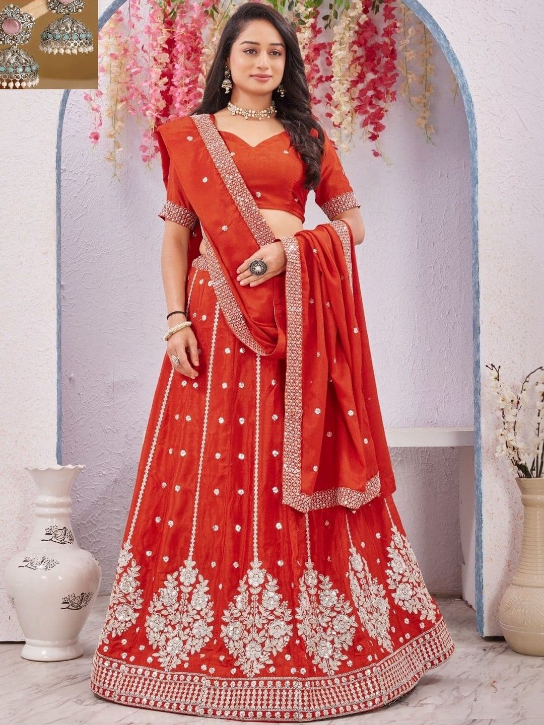 Mfh Mishti fashion hub Embellished Zardozi Semi-Stitched Lehenga & Blouse With Dupatta - view 1