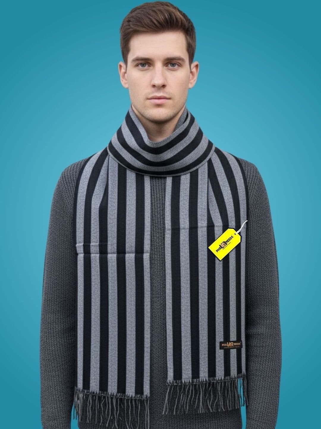 Pick Ur Needs Men Striped Merino Wool Mufflers - view 1