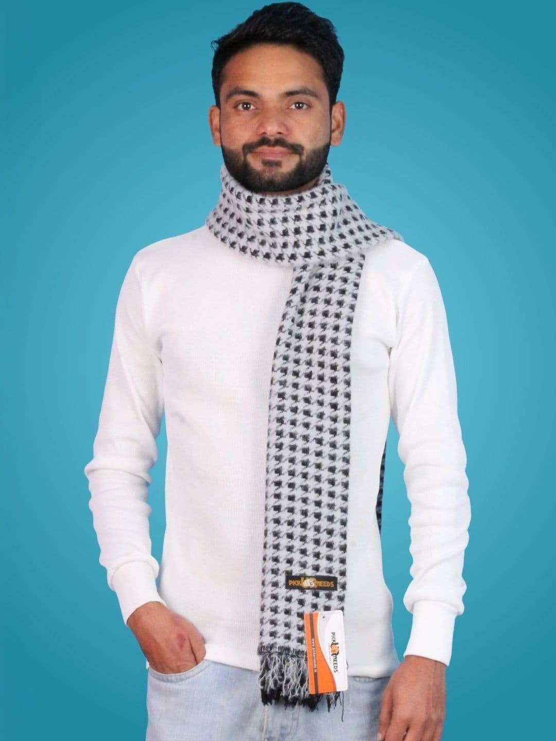 Pick Ur Needs Men Checked Merino Wool Mufflers - view 1