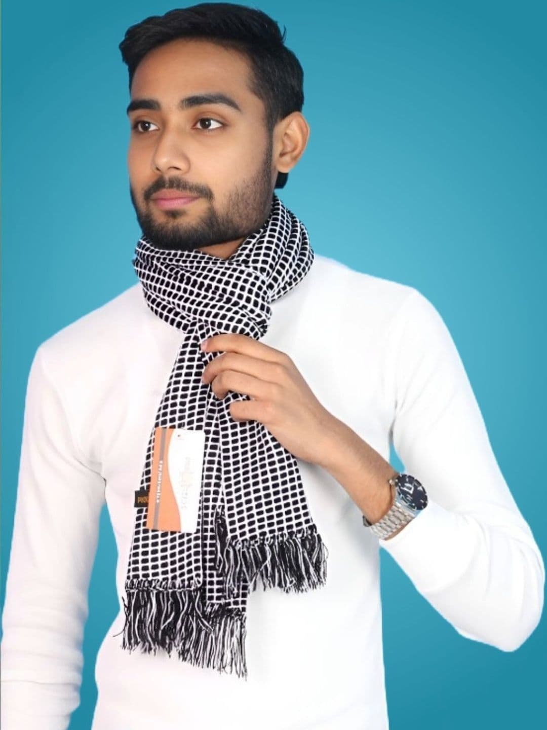 Pick Ur Needs Men Checked Merino Wool Mufflers - view 1