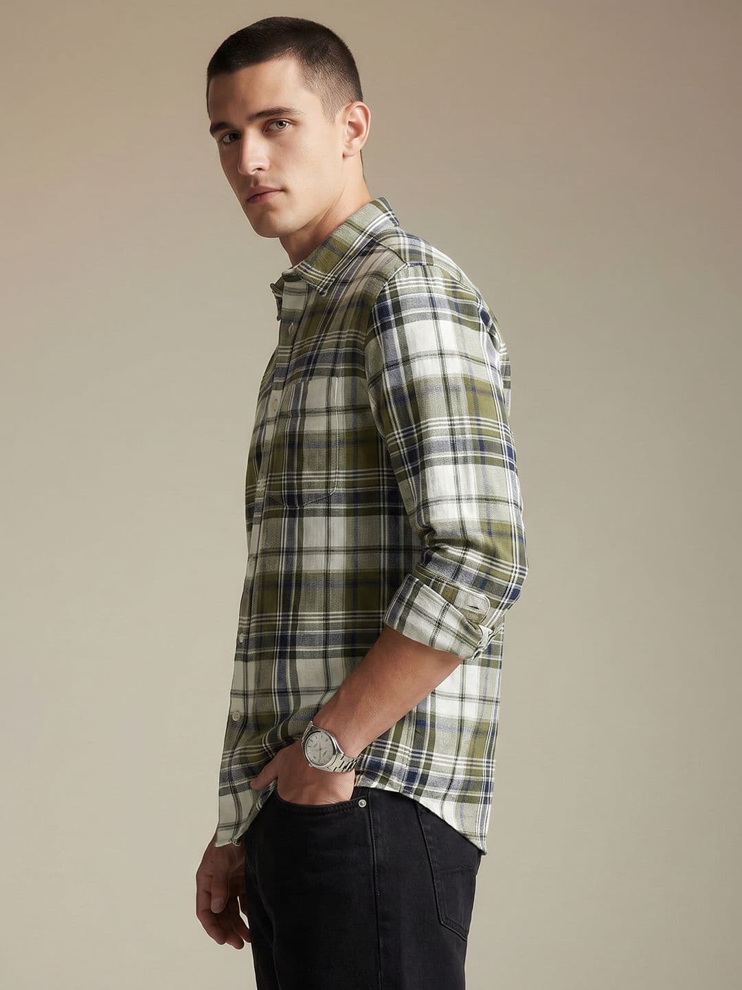 Being Human Checked Pure Cotton Casual Shirt - view 1