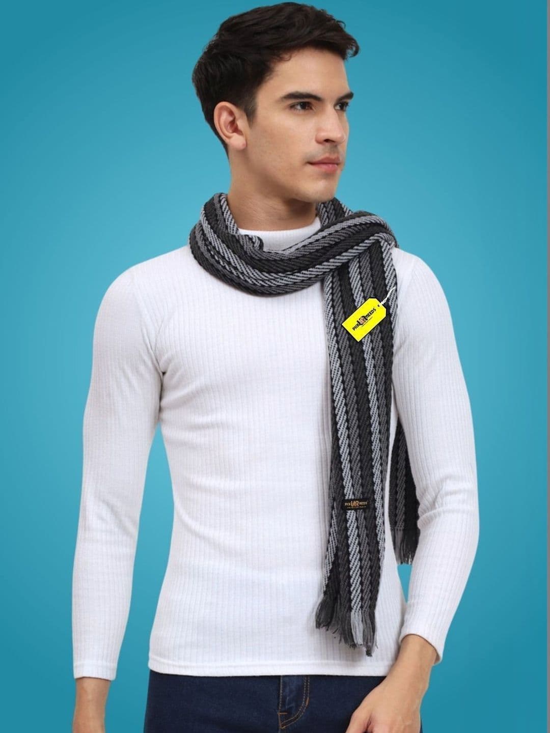 Pick Ur Needs Men Striped Merino Wool Mufflers - view 1