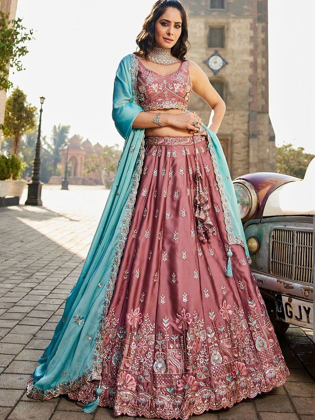 panchhi Embellished Sequinned Semi-Stitched Lehenga & Blouse With Dupatta - view 1