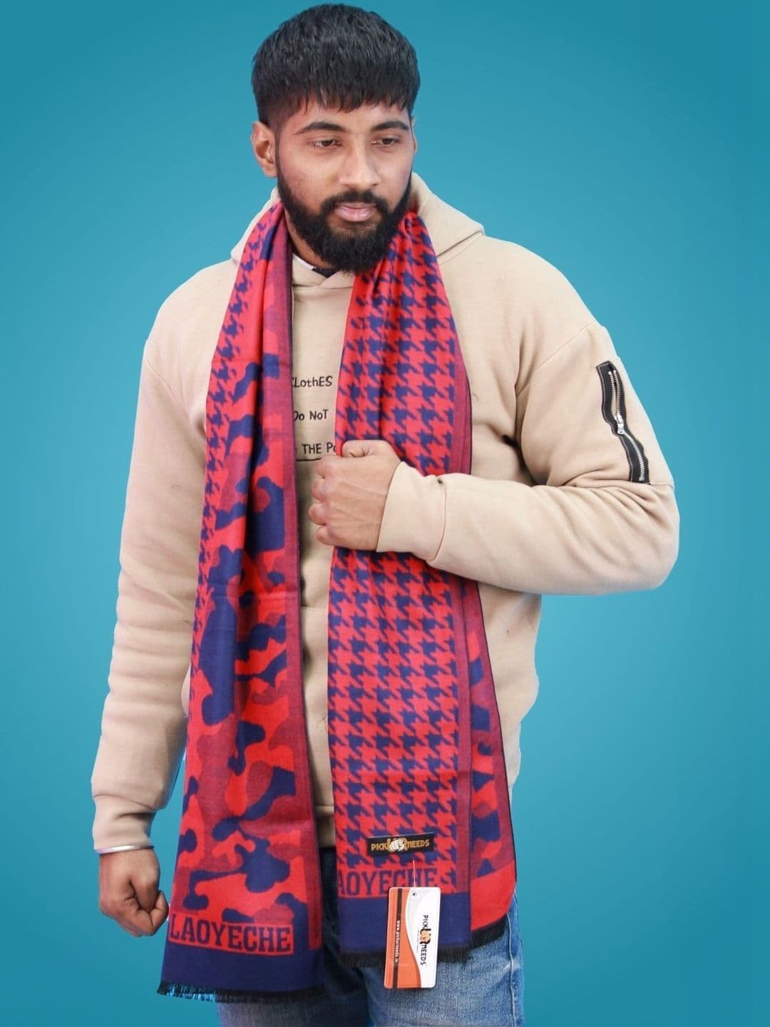 Pick Ur Needs Men Patterned Merino Wool Mufflers - view 1