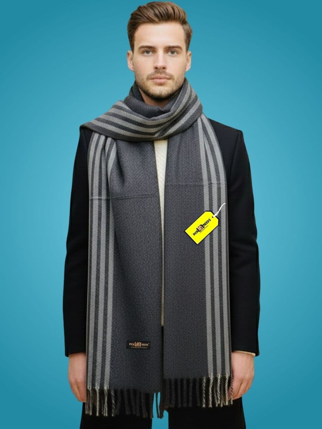 Pick Ur Needs Men Striped Merino Wool Mufflers - view 1