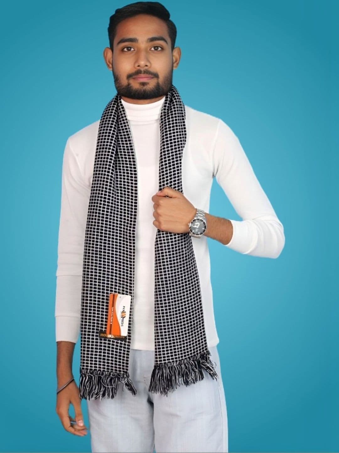 Pick Ur Needs Men Checked Merino Wool Mufflers - view 1