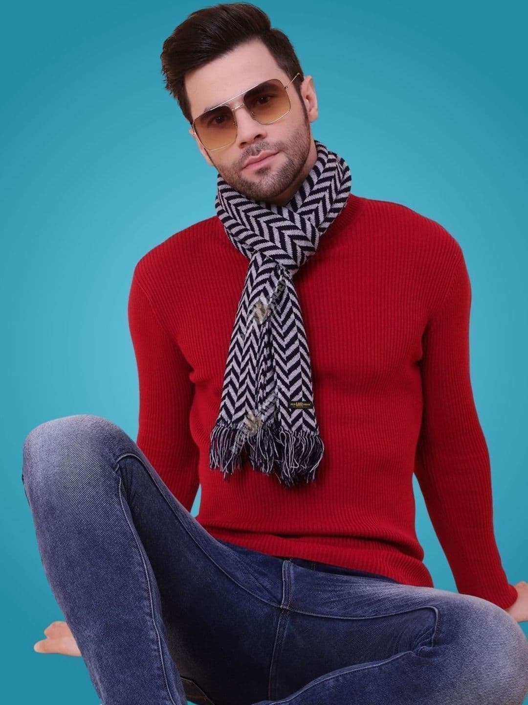 Pick Ur Needs Men Patterned Merino Wool Mufflers - view 1