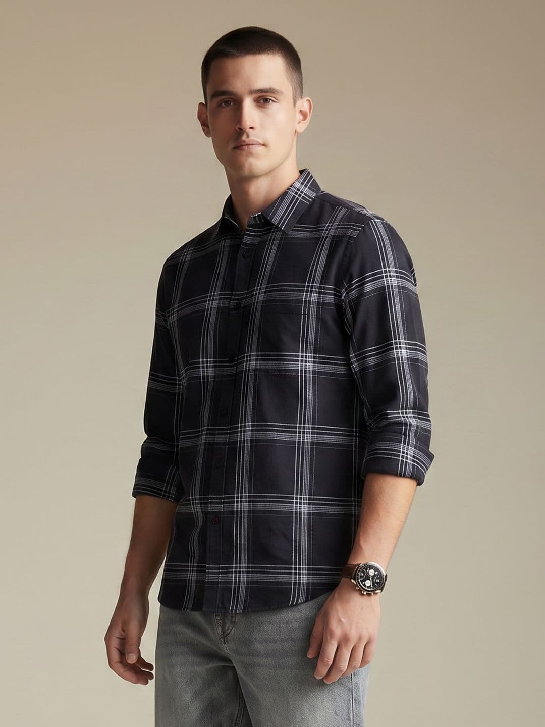 Being Human Checked Pure Cotton Casual Shirt - view 1