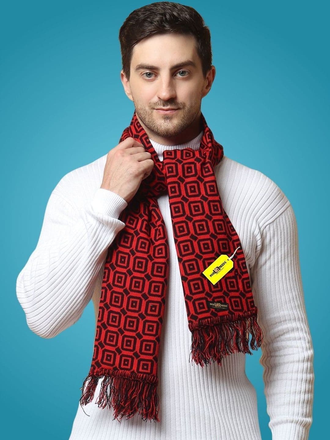 Pick Ur Needs Men Patterned Merino Wool Mufflers - view 1