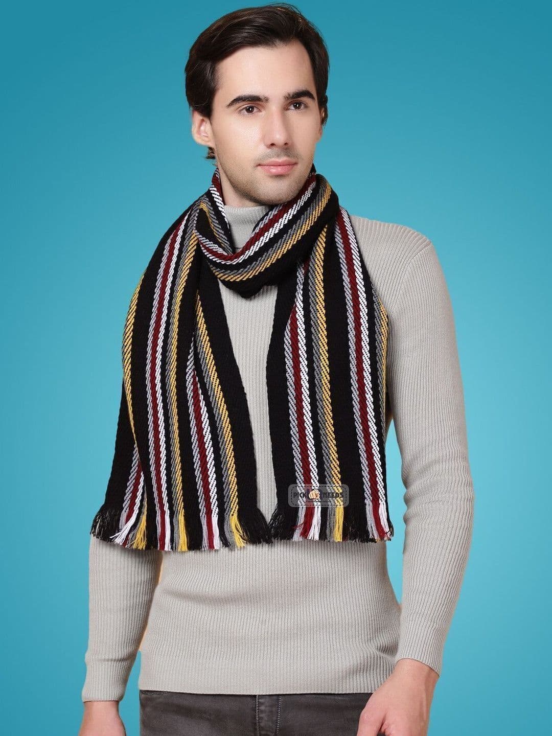 Pick Ur Needs Men Striped Merino Wool Mufflers - view 1