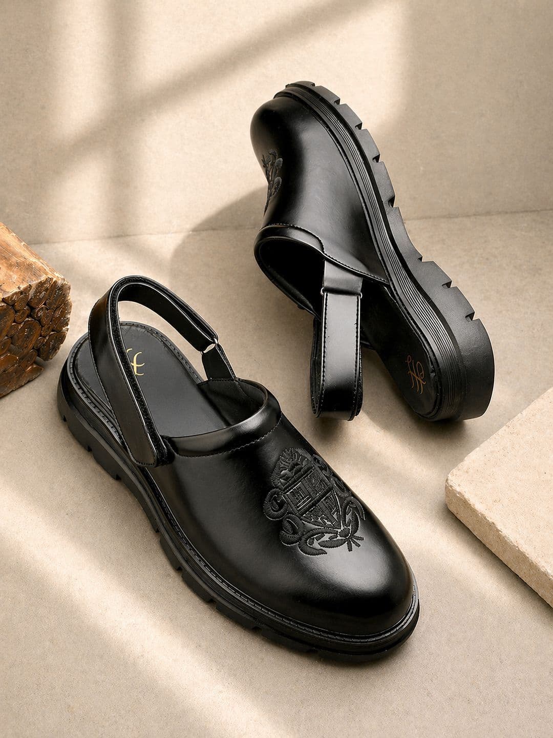 House of Pataudi Men Leather Velcro Shoe-Style Sandals - view 1