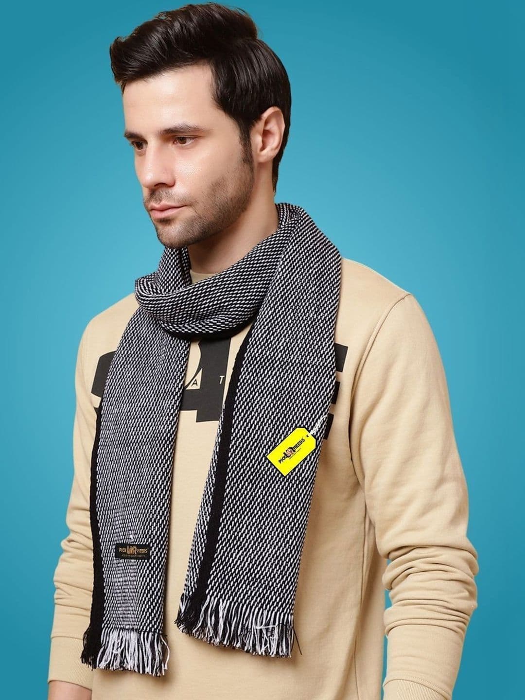 Pick Ur Needs Men Patterned Merino Wool Mufflers - view 1