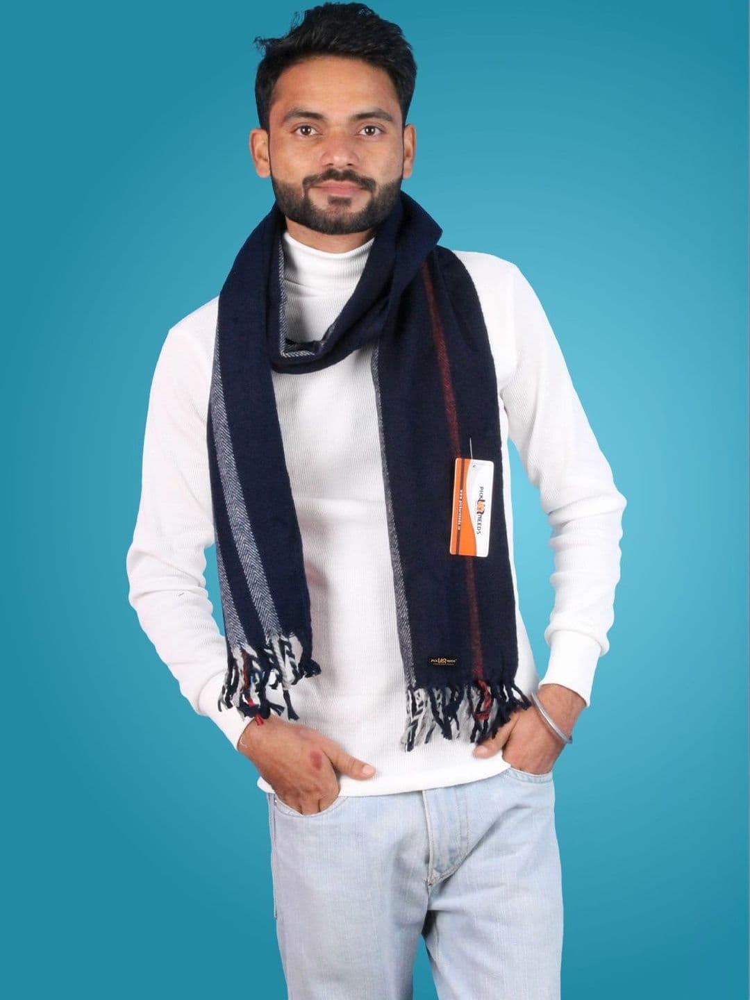 Pick Ur Needs Men Striped Merino Wool Mufflers - view 1
