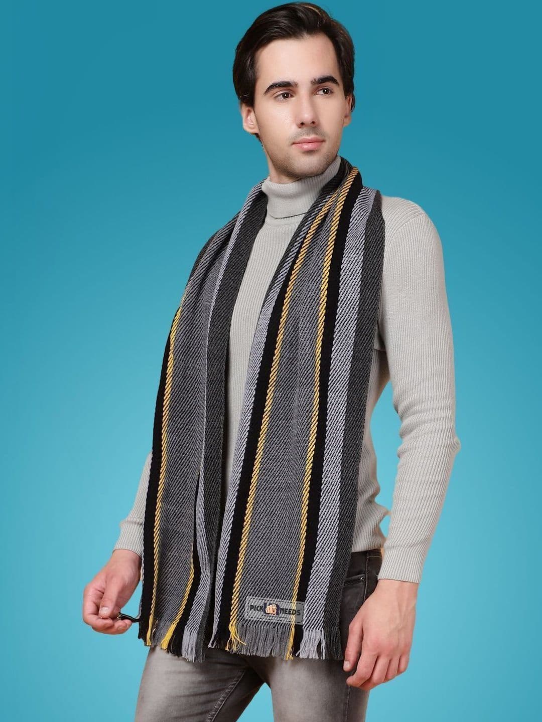 Pick Ur Needs Men Striped Merino Wool Mufflers - view 1