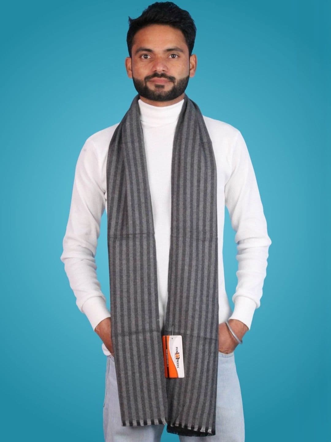Pick Ur Needs Men Striped Merino Wool Mufflers - view 1