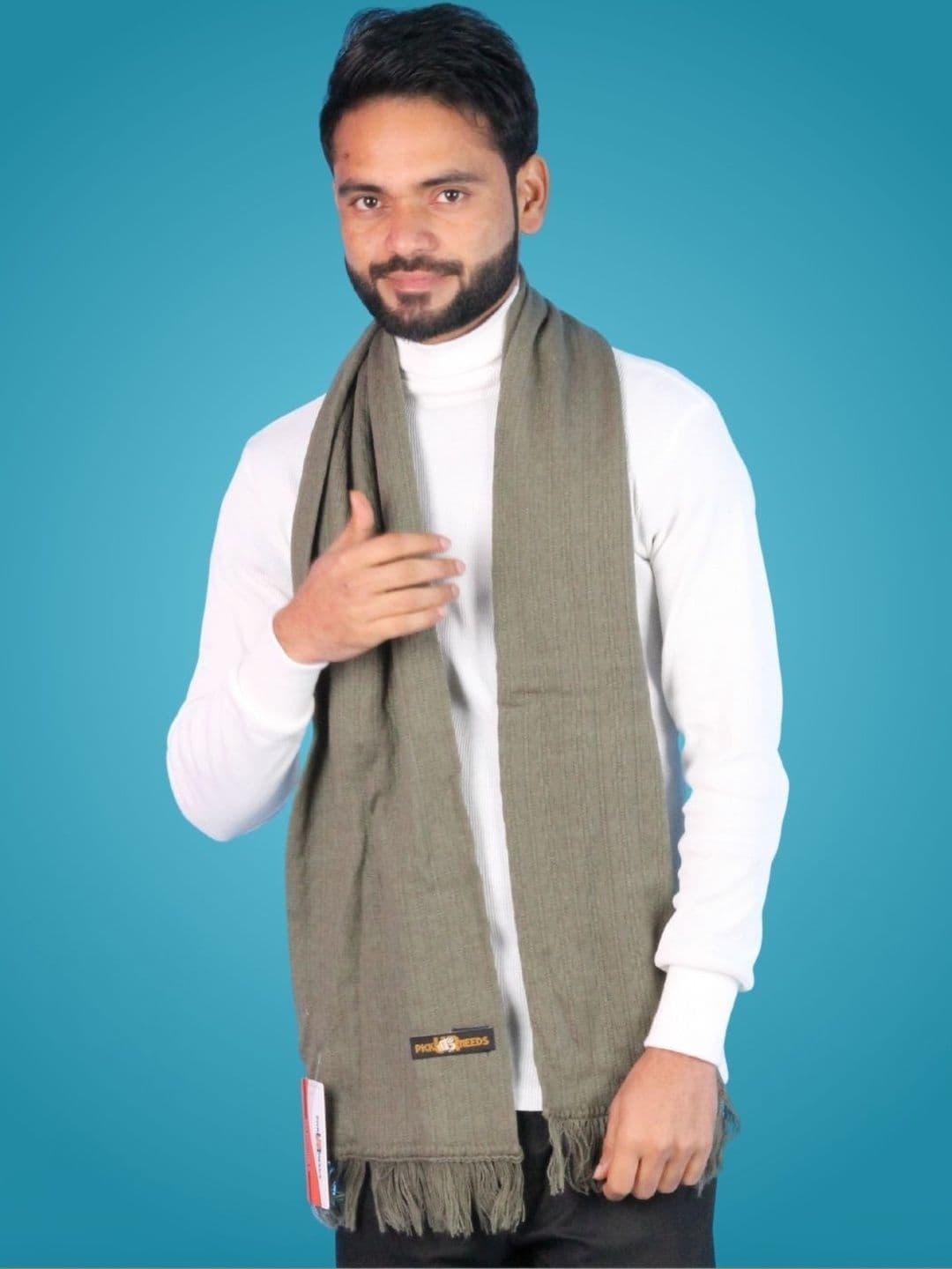 Pick Ur Needs Men Ribbed Merino Wool Mufflers - view 1
