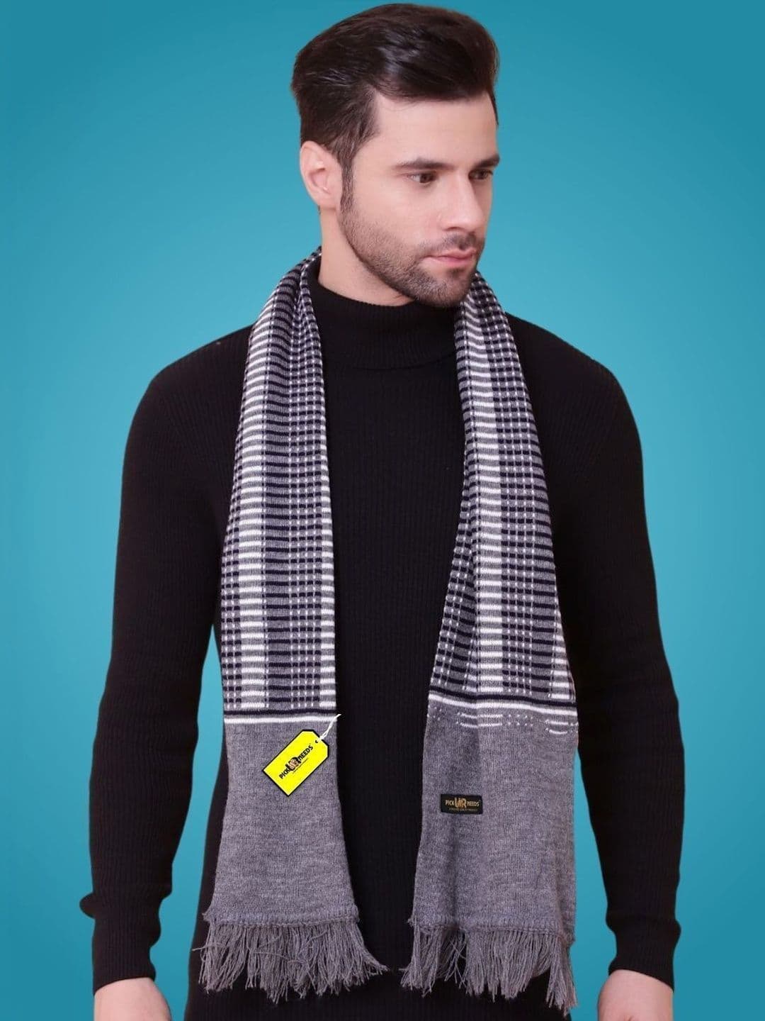 Pick Ur Needs Men Checked Merino Wool Mufflers - view 1