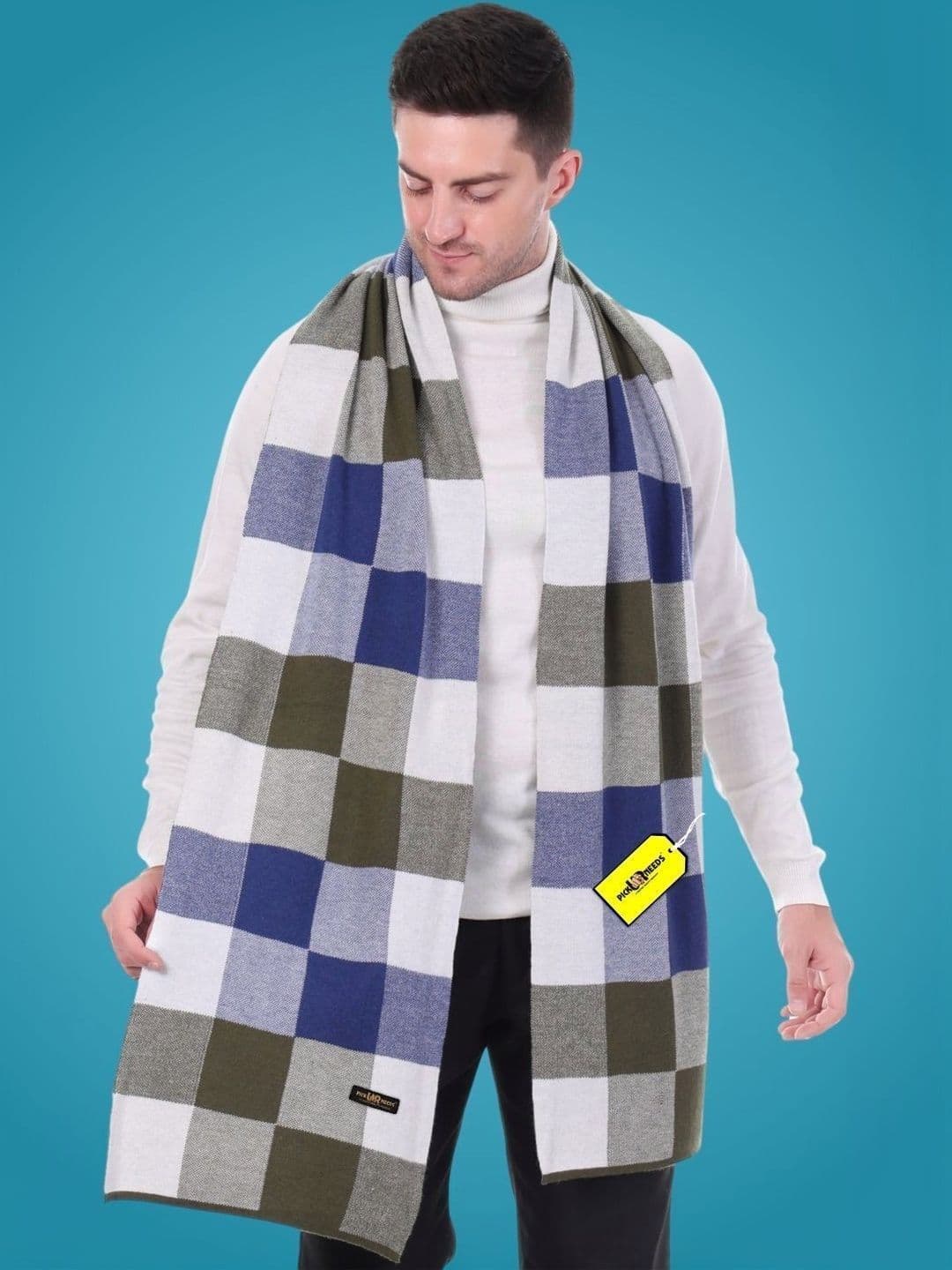 Pick Ur Needs Men Checked Merino Wool Mufflers - view 1