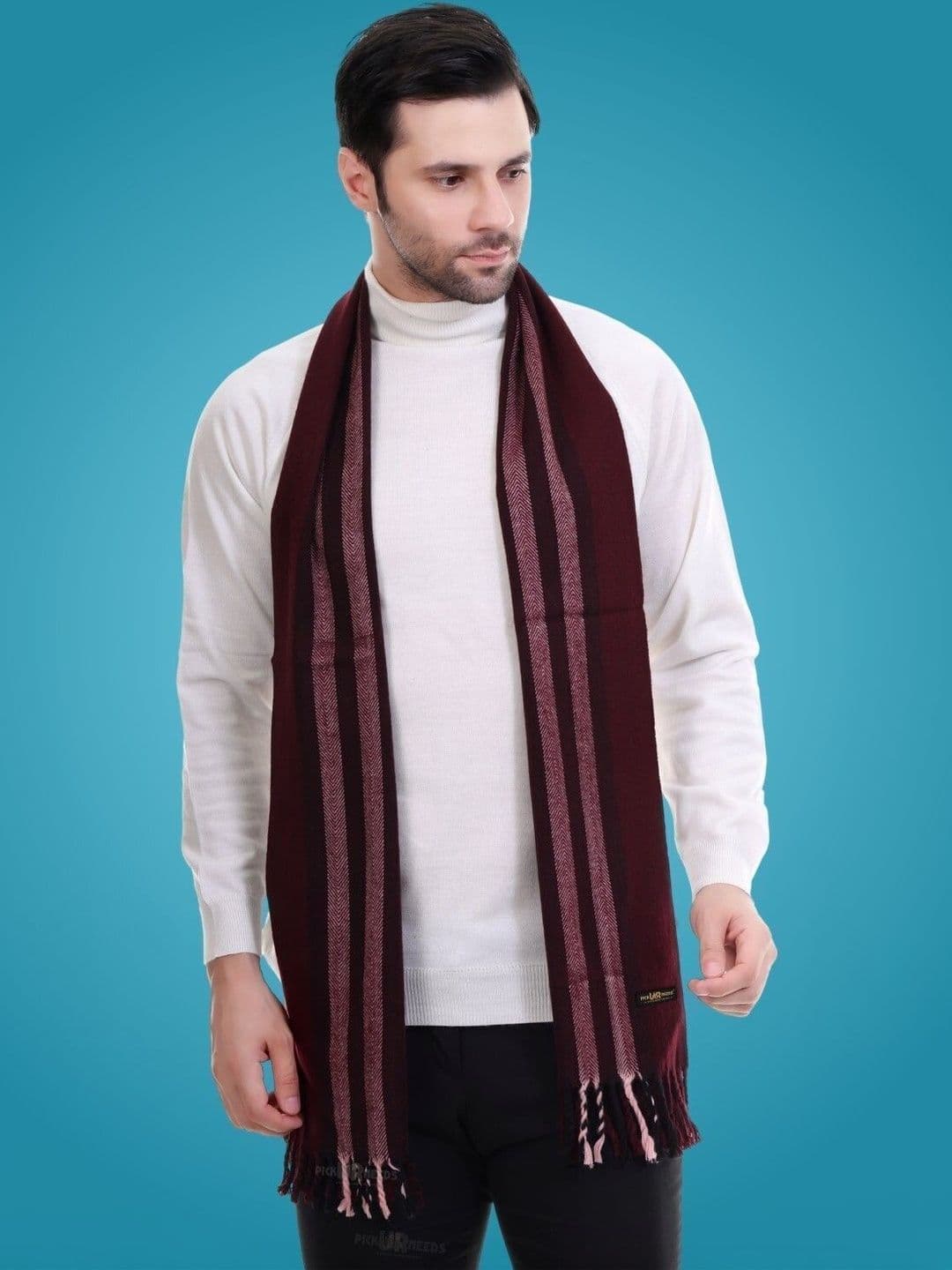 Pick Ur Needs Men Striped Merino Wool Mufflers - view 1