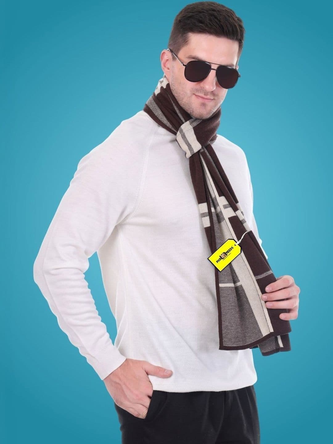 Pick Ur Needs Men Checked Merino Wool Mufflers - view 1