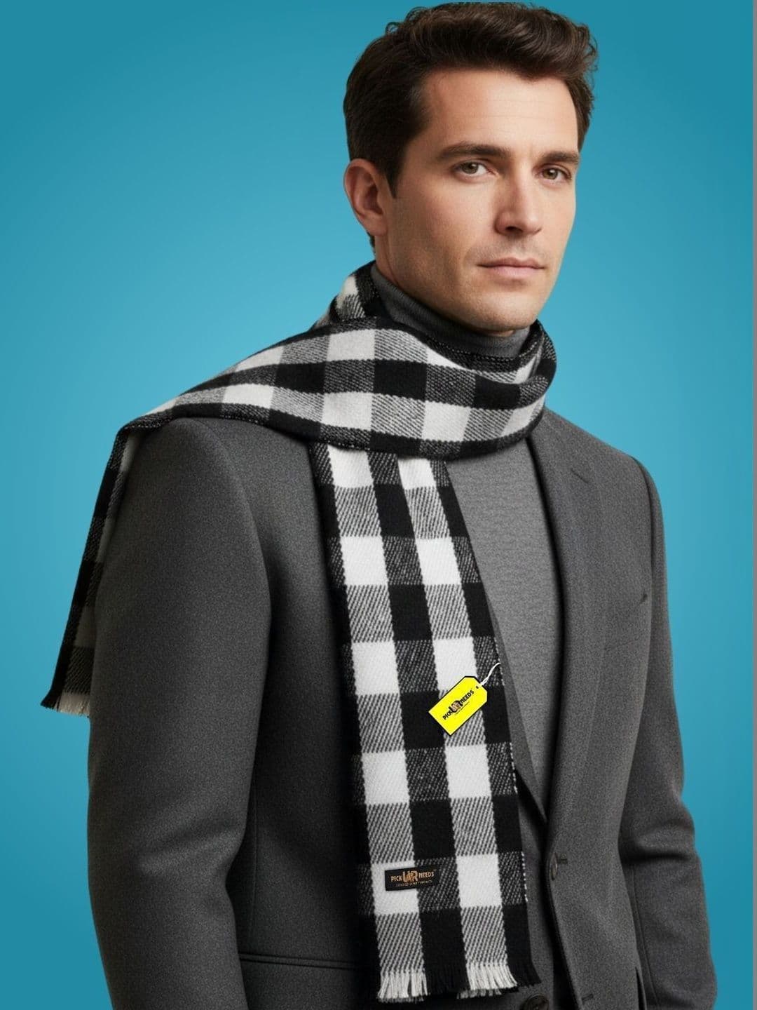Pick Ur Needs Men Checked Merino Wool Mufflers - view 1