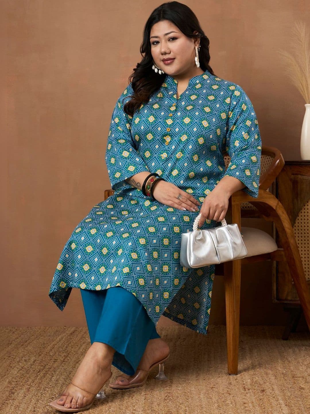 Tissu Women Ethnic Motifs Printed Regular Pure Cotton Kurta with Trousers - view 1