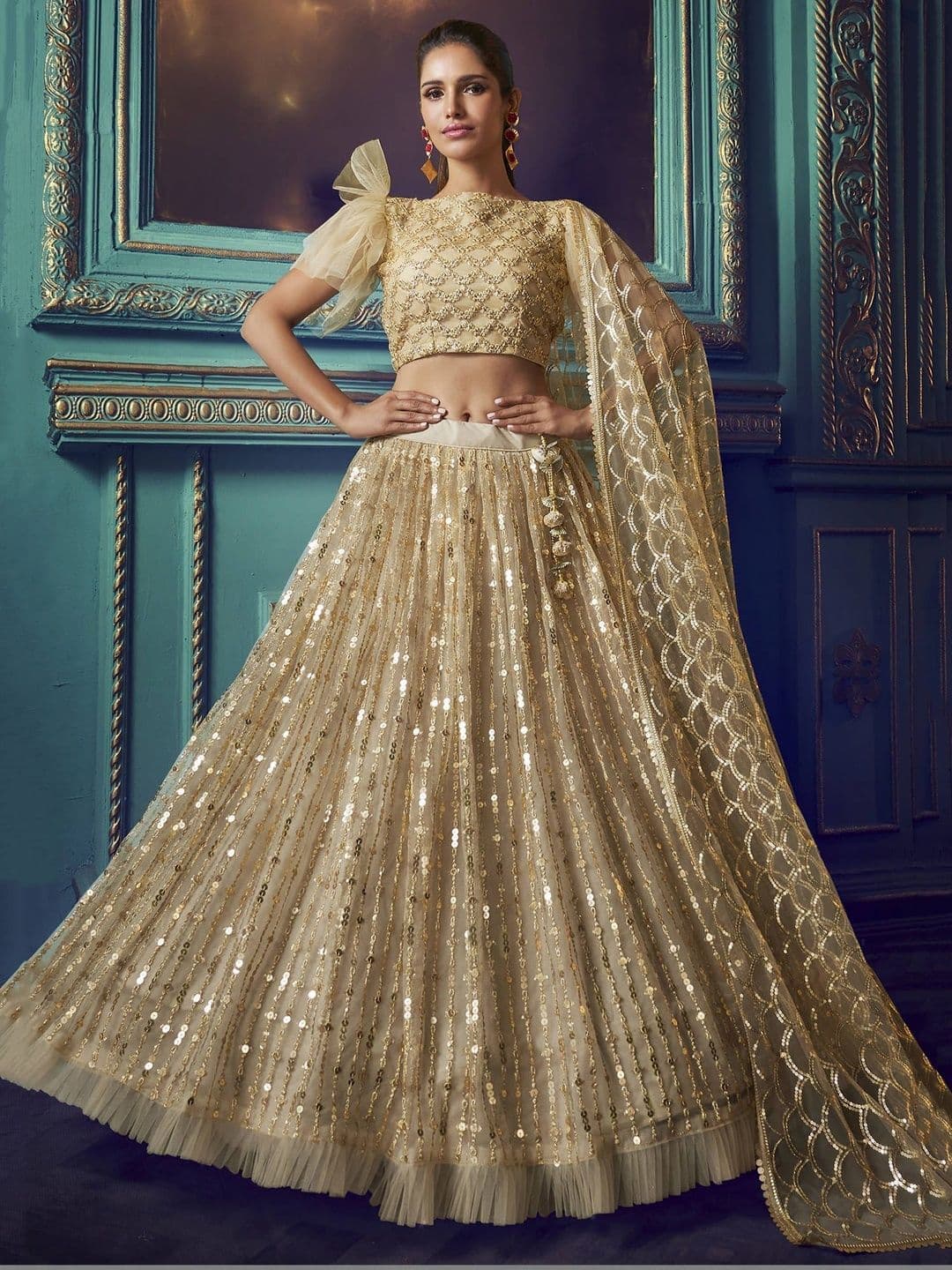 Zeel Clothing Embellished Sequinned Semi-Stitched Lehenga & Blouse With Dupatta - view 1