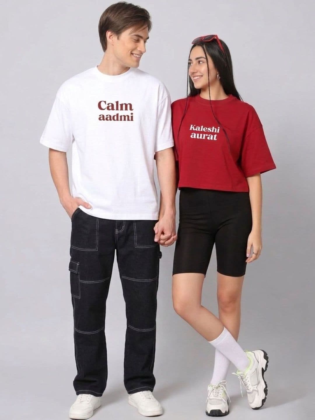 Besick Unisex Typography Printed Round Neck Drop-Shoulder Sleeves Cotton Oversized T-shirt - view 1