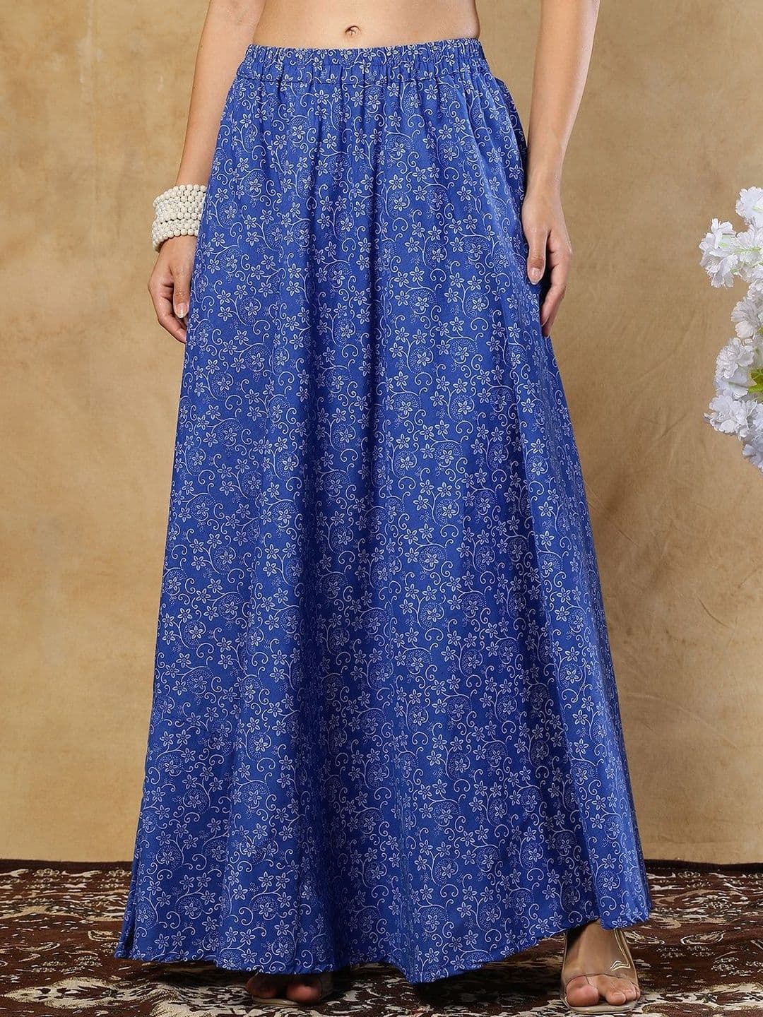 Enchanted Drapes Women Cotton Floral Maxi A-Line Skirt - view 1