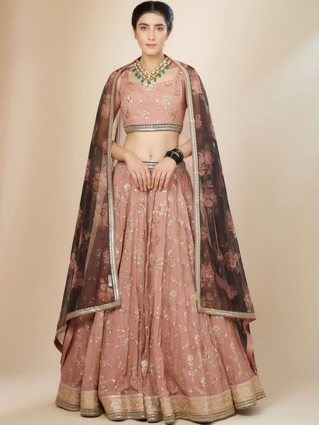 Zeel Clothing Embellished Sequinned Semi-Stitched Lehenga & Blouse With Dupatta - view 1